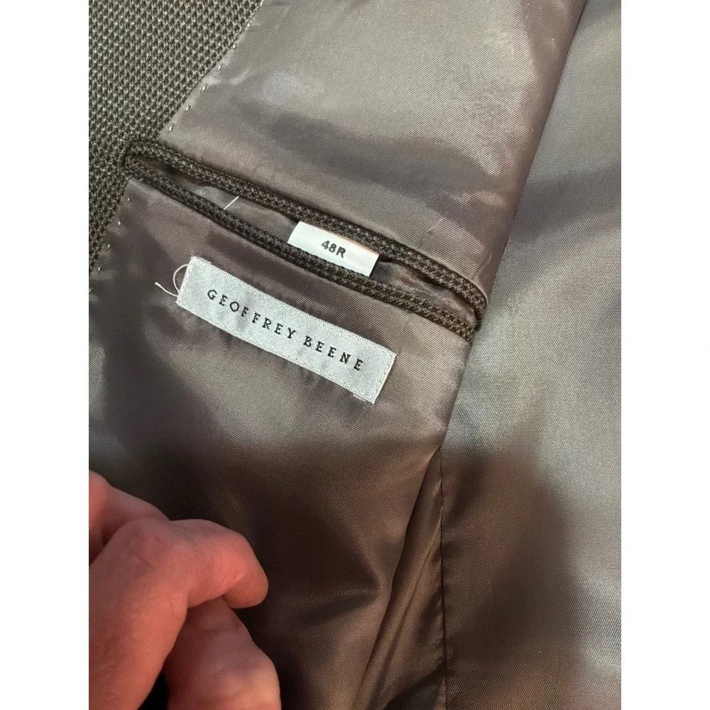 Geoffrey Beene Blazer Mens 48R Brown Micro-Check Two-Button‎ Sport Coat J002